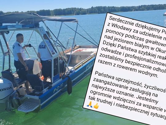 Akcja ratunkowa na jeziorze podczas burzy. Policjanci z patrolu wodnego w Okunince zebrali pochwały