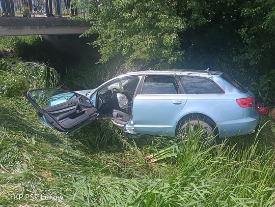 Audi wpadło do rzeki. Młoda kobieta ewakuowana [ZDJĘCIA]