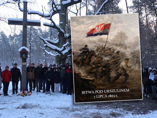 Bitwa pod Urszulinem wychodzi z cienia. Nowy mural przypomni o starciu z 1863 roku krzyż powstańczy w urszulinie i projekt graficzny muralu