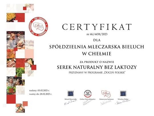 Chełm: BIELUCH doceniony! Otrzymał certyfikat za jeden z produktów