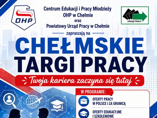 Chełmskie Targi Pracy odbędą się 18 września w godzinach 10:00-13:00.