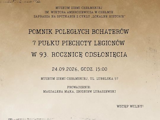 Po wakacyjnej przerwie Muzeum Ziemi Chełmskiej wznawia cykl prelekcji „Lokalne historie”.