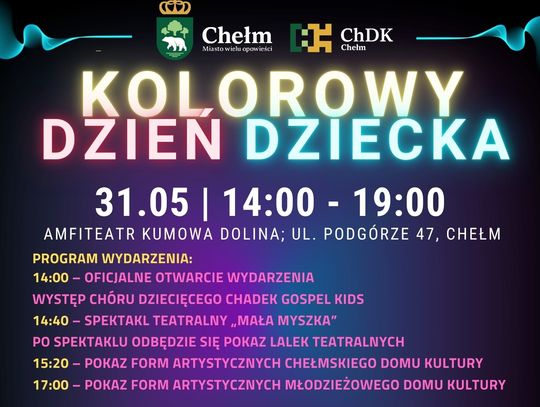 Nadchodzi Chełmski Dzień Dziecka w Kumowej Dolinie Wielkie, wspólne świętowanie odbędzie się w niedzielę, 31 maja w Amfiteatrze Kumowa Dolina.