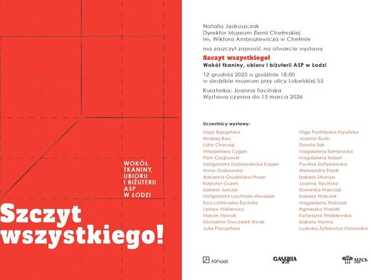 Wernisaż odbędzie się 12 grudnia o godzinie 18:00 w siedzibie muzeum przy ul. Lubelskiej 55.