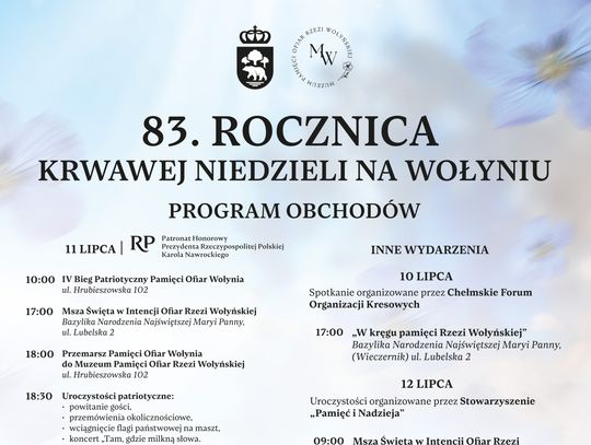 Plakat zapowiadający 83. rocznicę Krwawej Niedzieli na Wołyniu i program obchodów w Chełmie