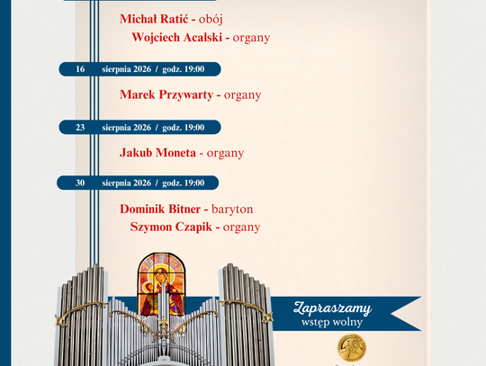IV Letni Festiwal Organowy odbędzie się w Sanktuarium Matki Bożej Chełmskiej przy ul. Lubelskiej 2.