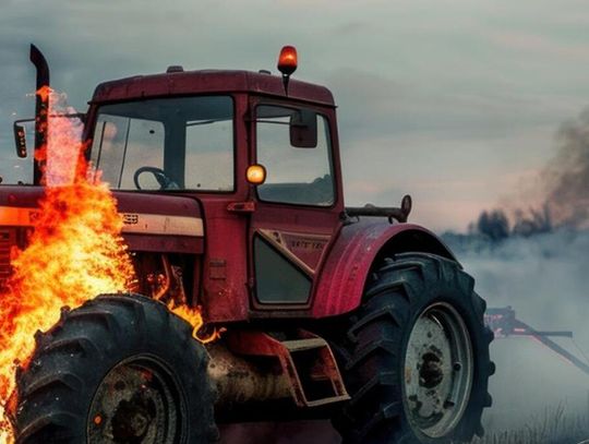 Ciągnik stanął w ogniu w Zaświatyczach. Gospodarz rozpoczął akcję gaśniczą