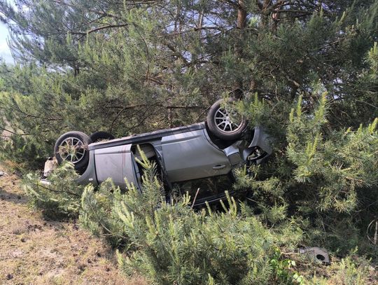 Dachowanie w Hannie. Zjechał z drogi i wpadł na sosnę. Jedna osoba trafiła do szpitala [ZDJĘCIA]