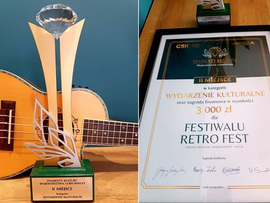 Diament Kultury dla chełmskiego Retro Festu, przyznany podczas gali konkursu „Diamenty Kultury Województwa Lubelskiego”