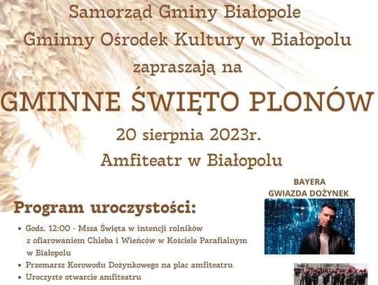 Dożynki 2023 w gminie Białopole. ZAPROSZENIE