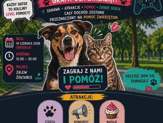 "Koncert na Cztery Łapy" odbędzie się 14 czerwca nad Zalewem Żółtańce.