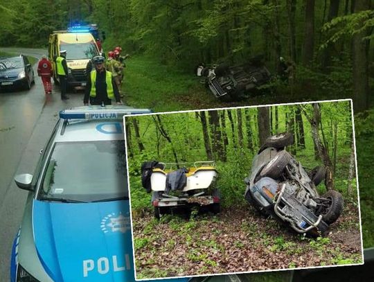 Gm. Chełm. Dachowanie toyoty z łódką w Stańkowie [FOTO]