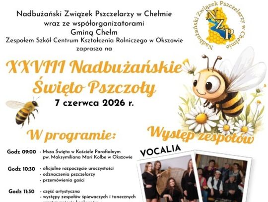 Gm. Chełm. Nadbużańskie Święto Pszczoły w Okszowie. Znamy program wydarzenia