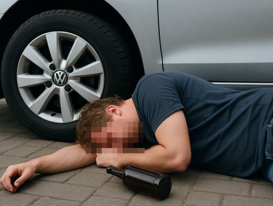 Gm. Chełm. Spał obok volkswagena, którego wcześniej prowadził. Wydmuchał ponad 4 promile