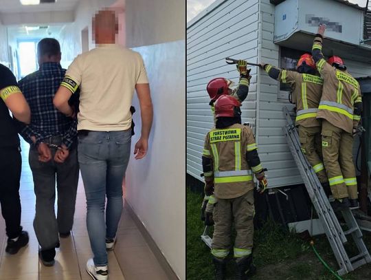 Gm. Chełm. Zamknął się w kontenerze i udawał, że go nie ma. Policjanci wezwali strażaków