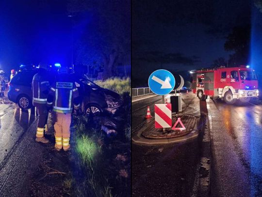 Gm. Izbica. Auto wpadło do rowu i uderzyło w latarnię