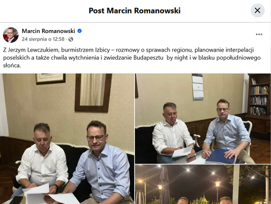 Gm. Izbica. Burmistrz Lewczuk spotkał się na Węgrzech z Romanowskim. Posypały się komentarze...