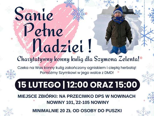 Gm. Ruda- Huta. Charytatywny kulig konny dla Szymonka Zelenta