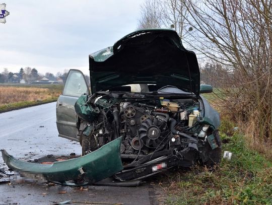 20-latek stracił panowanie nad audi i uderzył w drzewo. Kierowca i pasażer trafili do szpitala [ZDJĘCIA]