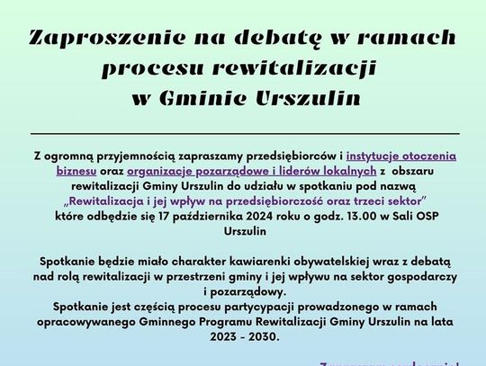 Gm. Urszulin. Porozmawiają o rewitalizacji gminy. Zaproszenie na spotkanie