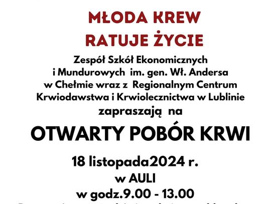 Każda kropla krwi się liczy. ZSEiM organizuje pobór