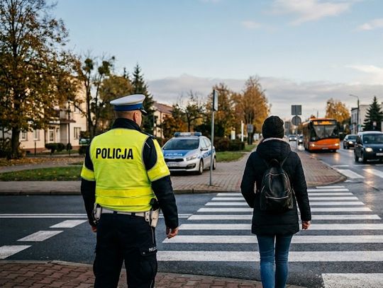 Kontrole na drogach powiatu chełmskiego. Trwa akcja „Bezpieczny Pieszy”