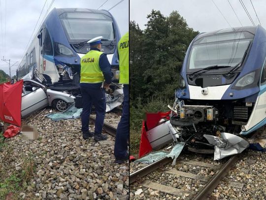 Koszmar na przejeździe kolejowym! Pociąg sunął samochód przez kilkaset metrów