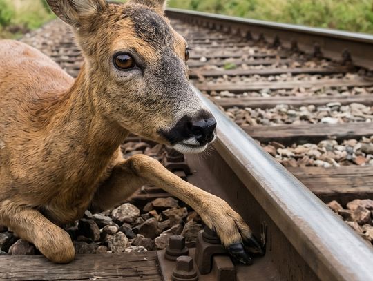 Krasnostawscy strażacy uratowali sarnę uwięzioną na torach