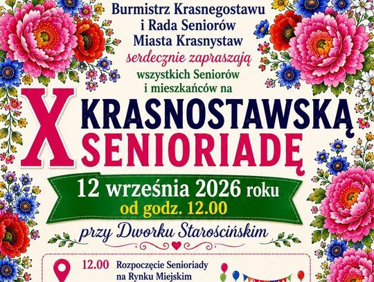 X Krasnostawska Senioriada odbędzie się 12 września od godziny 12.00 przy Dworku Starościńskim.