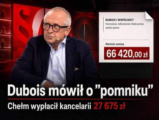 Jacek Dubois podczas rozmowy w Kanale Zero mówił o sprawie budowy „pomnika”. Tymczasem kancelaria Dubois i Wspólnicy reprezentuje Chełm w sporze dotyczącym Muzeum Pamięci Ofiar Rzezi Wołyńskiej. Wartość umowy wynosi 66 420 zł, a miasto wypłaciło dotychczas 27 675 zł.