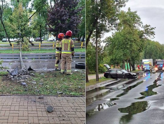 Młody kierowca wpadł w poślizg i ściął latarnię w Chełmie