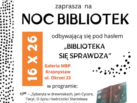 MBP w Krasnymstawie zaprasza na Noc Bibliotek 16 października.
