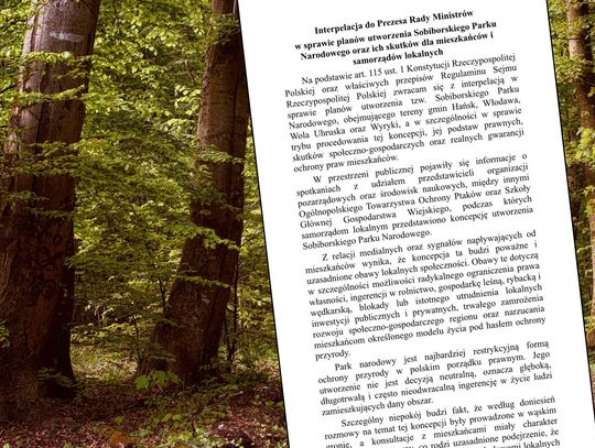 Petycja w sprawie Sobiborskiego Parku Narodowego trafiła do premiera.