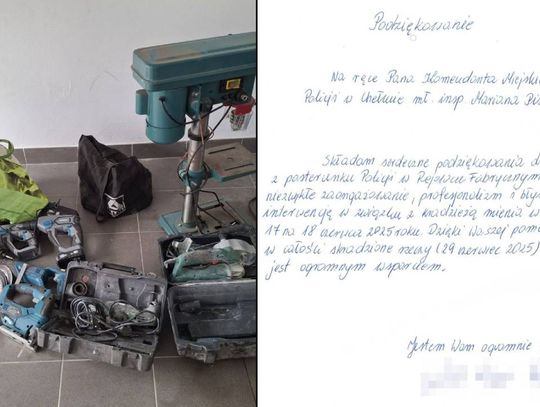 Podziękowania dla chełmskiej policji. Mundurowi złapali złodzieja i odzyskali sprzęt