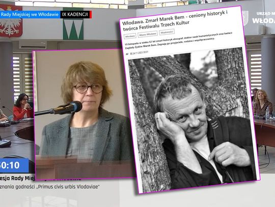 zdjęcia beaty barszcz i marka bema na tle kadru z sesji rady miejskiej we włodawie