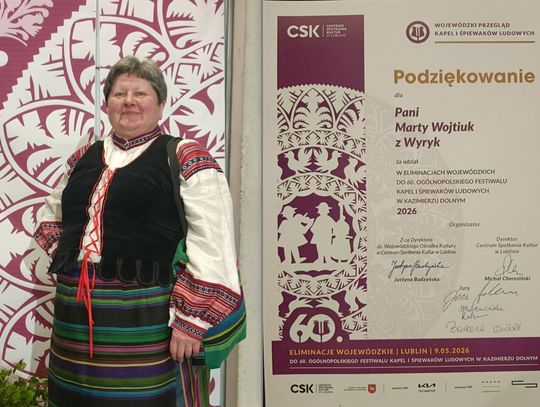 Marta Wojtiuk i podziękowanie za udział w eliminacjach wojewódzkich