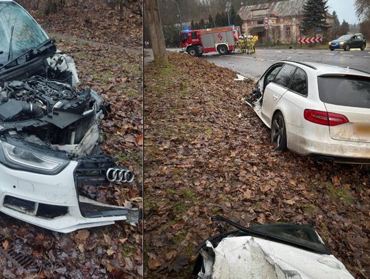 Czołowe zderzenie osobówki z ciężarówką w Izbicy. DK17 była całkowicie zablokowana [ZDJĘCIA]