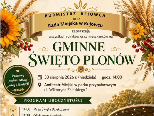 Rejowiec zaprasza na Gminne Święto Plonów 30 sierpnia.