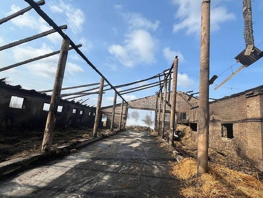 Ruszyła pomoc dla pogorzelców z Zawadówki. Trwa zbiórka na odbudowę spalonego budynku zdjęcie spalonego budynku gospodarczego