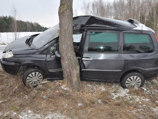 19-latka w szpitalu. Jej auto wpadło w poślizg i uderzyło w drzewo