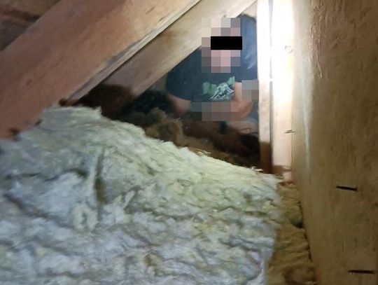 Siedział pod wełną mineralną, gdy przyszli policjanci