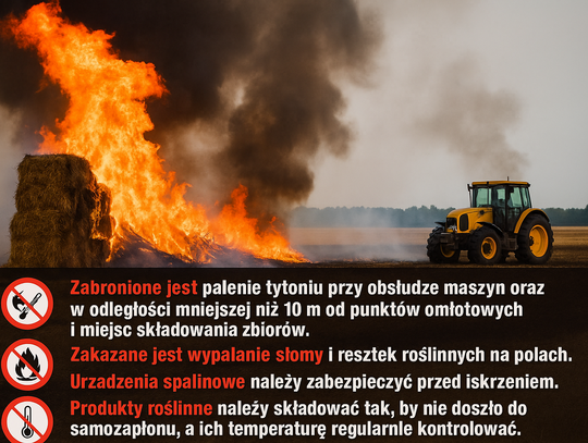 Strażacy apelują o ostrożność podczas żniw. Z dala od maszyn z papierosem i ogniem