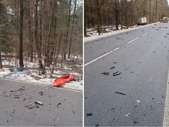 Tragiczne zderzenie z ciężarówką. Nie żyje jedna osoba [VIDEO]