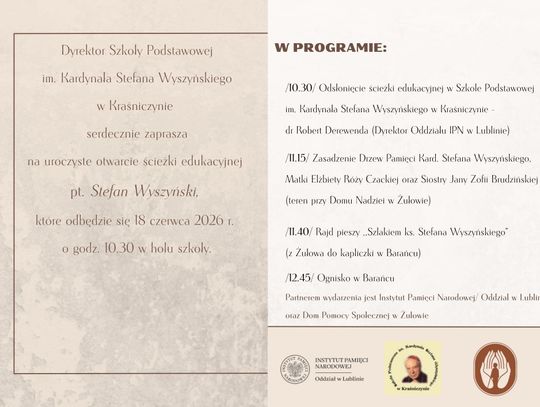 W Kraśniczynie odbędzie się otwarcie ścieżki edukacyjnej poświęconej Stefanowi Wyszyńskiemu.