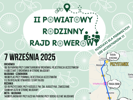 Plakat II Powiatowego Rodzinnego Rajdu Rowerowego