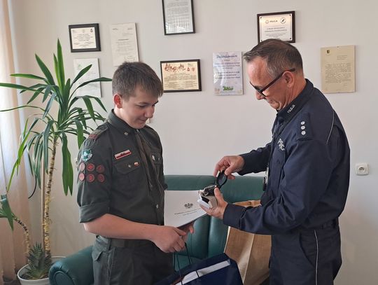 Włodawa. Komendant podziękował 13-letniemu harcerzowi za wzorową postawę