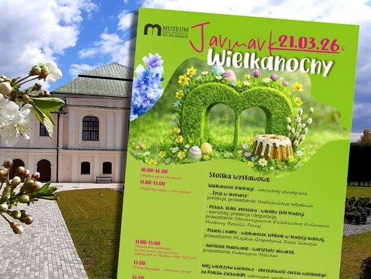 plakat na tle synagogi we włodawie