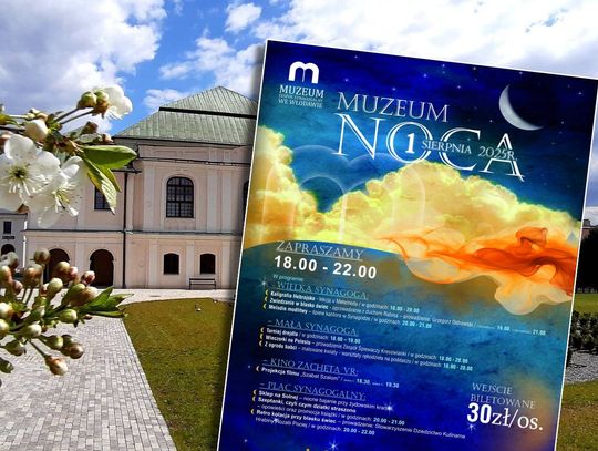 Plakat wydarzenia na tle muzeum