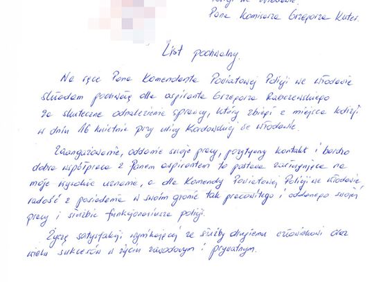 Włodawski komendant policji dostał list na temat jednego ze swoich policjantów