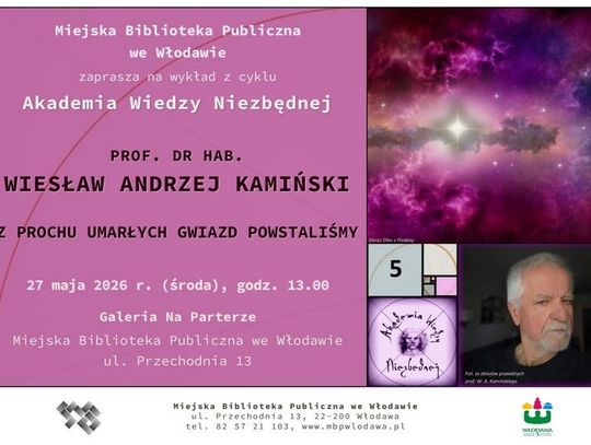 Wykład prof. Wiesława Andrzeja Kamińskiego we Włodawie 27 maja o godzinie 13:00, w Galerii Na Parterze przy ulicy Przechodniej 13 odbędzie się kolejny wykład z cyklu Akademia Wiedzy Niezbędnej.